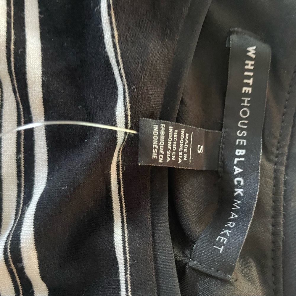 White House Black Market Monochrome Striped Blouse